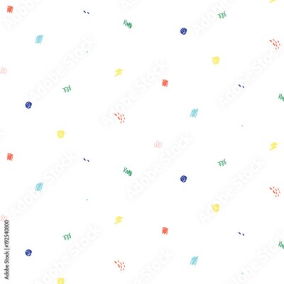 Tapete Doodle pattern illustration in minimal cartoon style.Abstract doodle wallpaper.Hand drawn vector illustration.