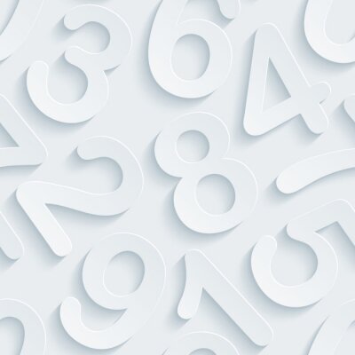 Tapete Dreidimensionale weiße Zahlen