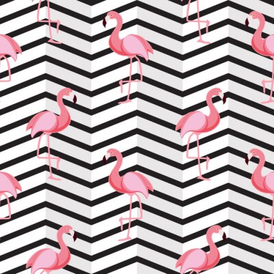 Tapete Dreidimensionaler Effekt mit Flamingos