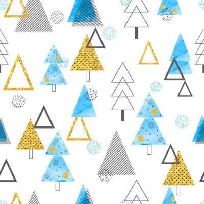 Tapete Dreieckige Bäume in verschiedenen Farben