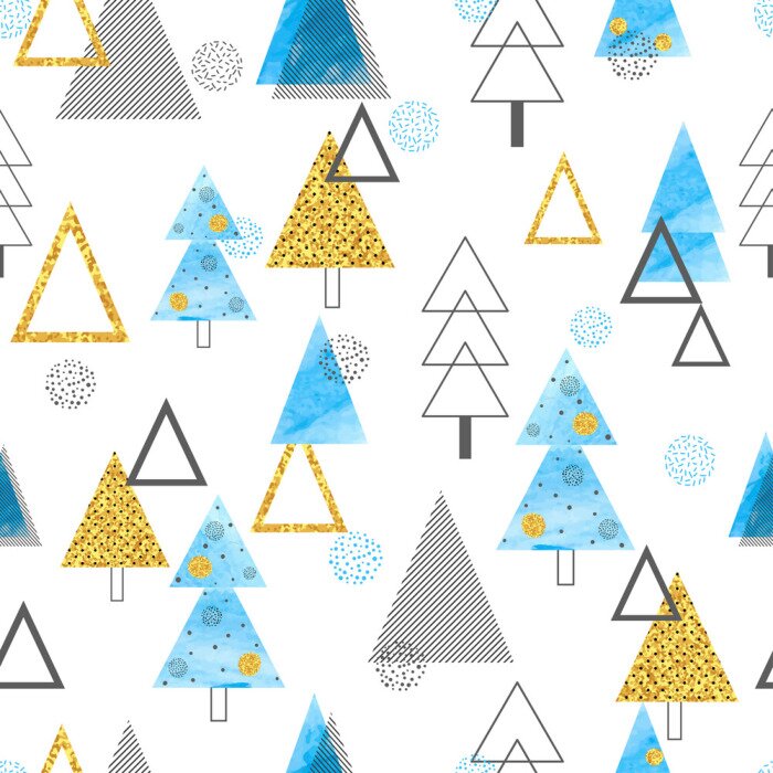 Tapete Dreieckige Bäume in verschiedenen Farben