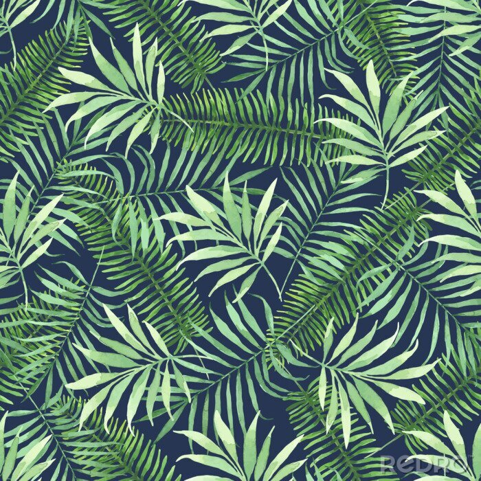 Tapete Dschungel-Motiv auf blauem Hintergrund