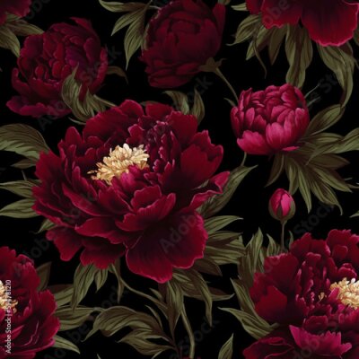 Tapete Dunkelrote Gartenpfingstrosen