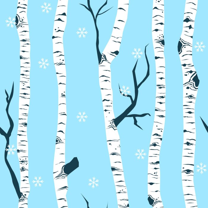 Tapete Dunkle Äste, die aus einer Birke wachsen