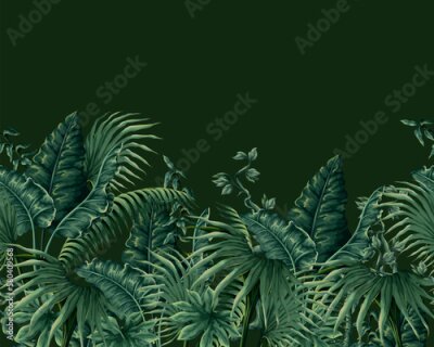 Tapete Dunkle Komposition aus grünen Blättern