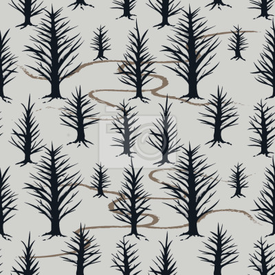 Tapete Dunkler Winterwald