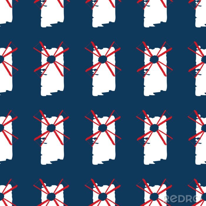 Tapete Dutch classic blue mills repeat pattern print background design