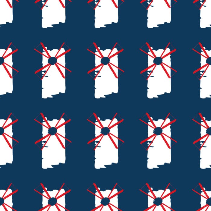 Tapete Dutch classic blue mills repeat pattern print background design