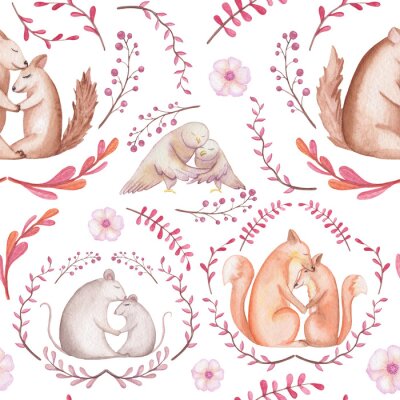 Tapete Eichhörnchen Füchse Maus und Eule