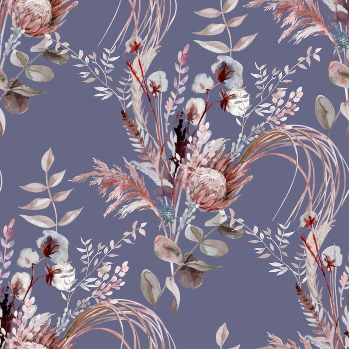 Tapete Ein getrockneter Strauß aus Blumen und Gräsern