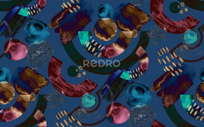 Tapete Eine Collage aus farbenfroher Geometrie