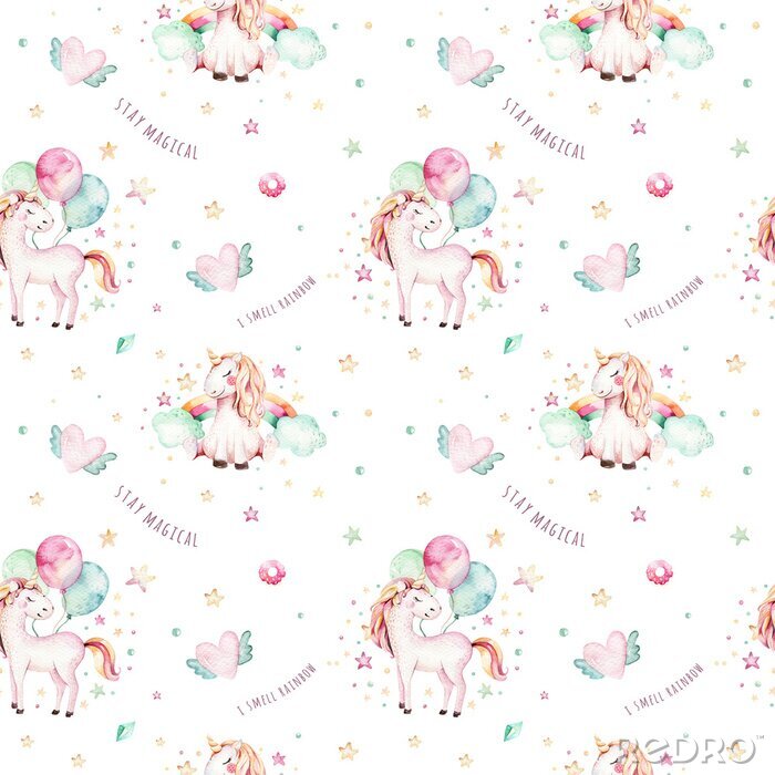 Tapete Einhörner mit Luftballons