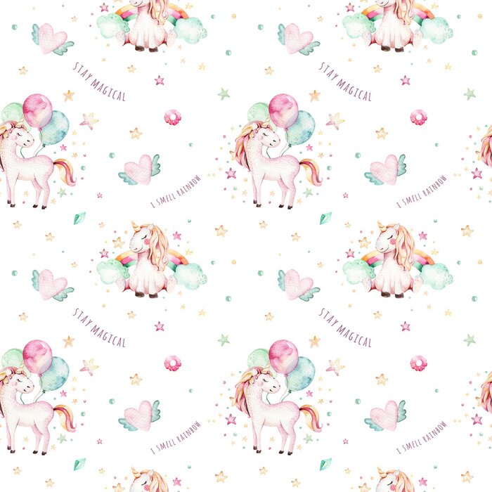 Tapete Einhörner mit Luftballons