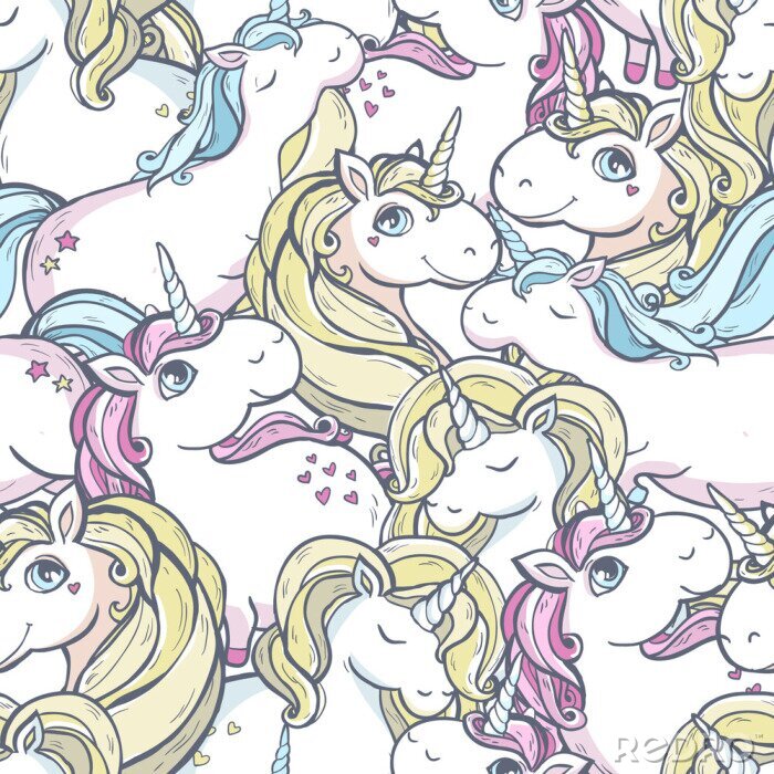 Tapete Einhornfamilie