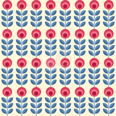 Tapete Einzelne Rosen im minimalistischen Folk-Stil