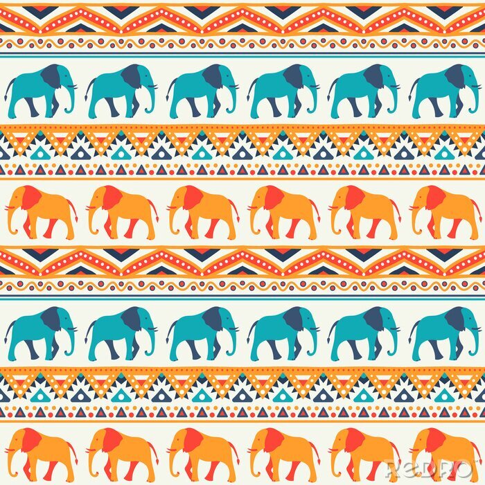 Tapete Elefanten mit indischem Muster
