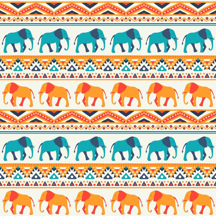 Tapete Elefanten mit indischem Muster