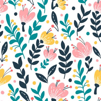 Tapete Elegantes nahtloses Muster mit rosa Blumen