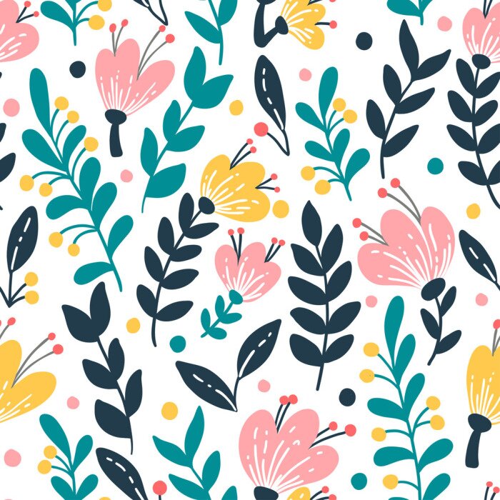 Tapete Elegantes nahtloses Muster mit rosa Blumen