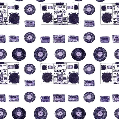 Tapete endloses Muster zum Thema Musik der 1980er und 1990er Jahre
