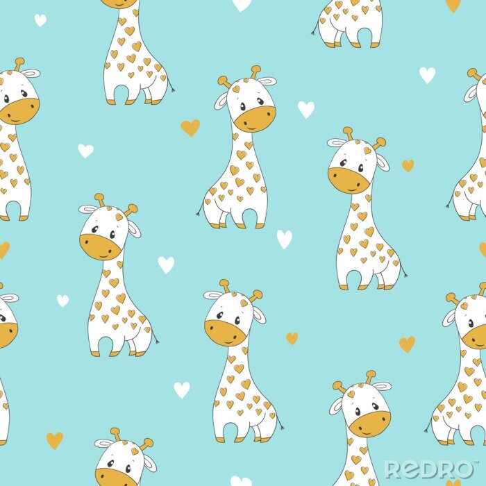 Tapete Entzückende Giraffen für Kinder im Cartoon-Stil