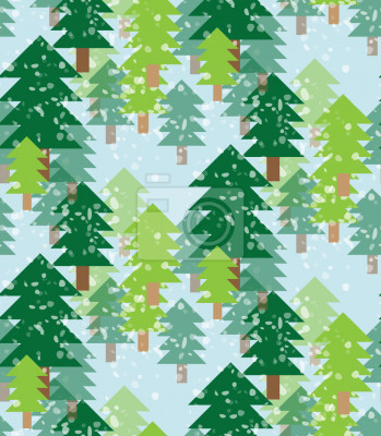 Tapete Es schneit im Tannenwald