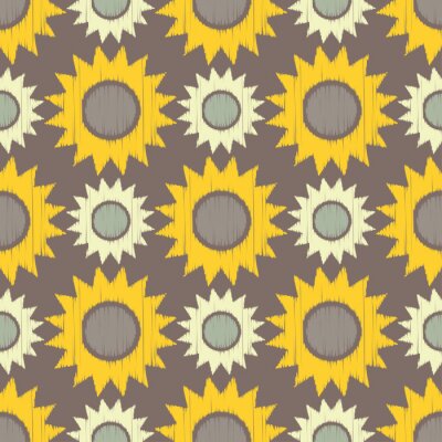 Tapete Ethnische Boho nahtlose Muster. Dekorative Sonnenblumen Gekritzel Textur. Retro-Motiv Textil-Rapport.
