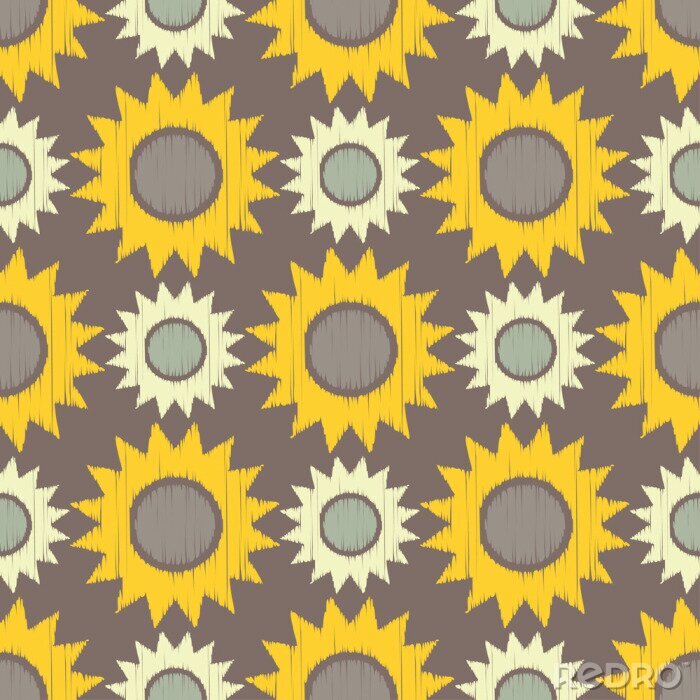Tapete Ethnische Boho nahtlose Muster. Dekorative Sonnenblumen Gekritzel Textur. Retro-Motiv Textil-Rapport.