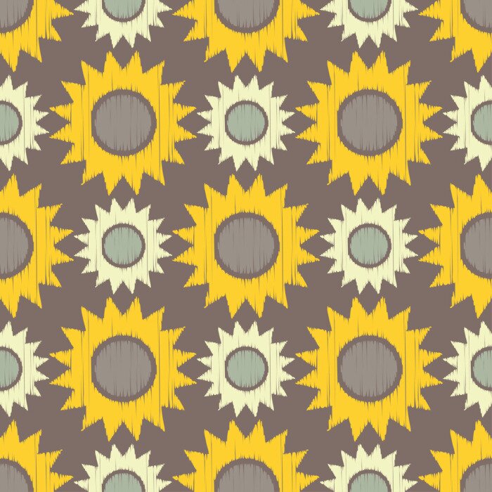 Tapete Ethnische Boho nahtlose Muster. Dekorative Sonnenblumen Gekritzel Textur. Retro-Motiv Textil-Rapport.