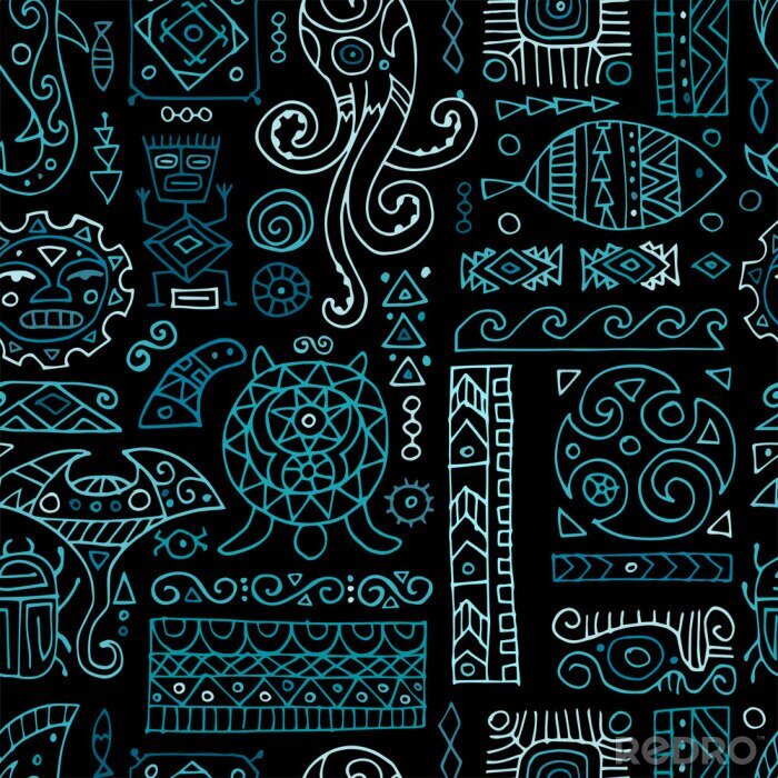 Tapete Ethnische handgemachte Verzierung für Ihr Design. Polynesischer Stil, nahtloses Muster