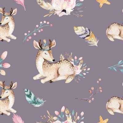 Tapete Ethno-Muster mit Hirschkalb