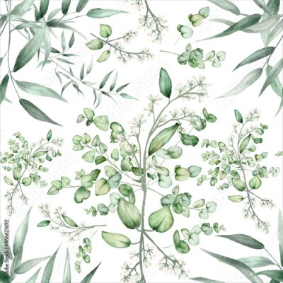 Tapete Eukalyptusblätter in der Zusammensetzung eines Grünstraußes