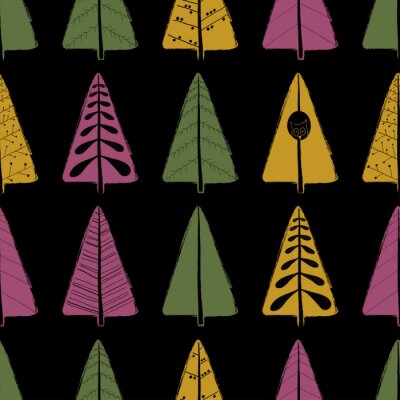 Tapete Eulen in einem bunten Wald