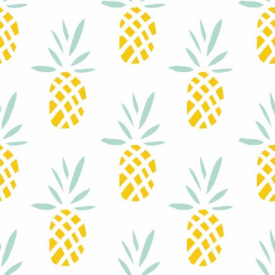 Tapete Exotische Ananas auf weißem Hintergrund