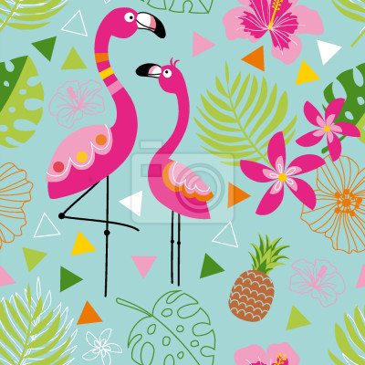Tapete Exotisches Flamingo-Paradies