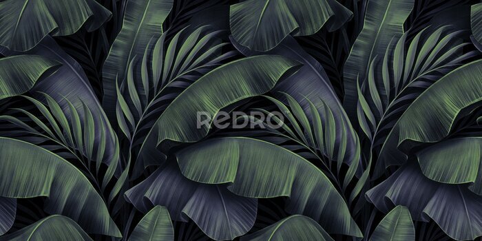 Tapete Exotisches tropisches Muster mit Bananen- und Palmenblättern