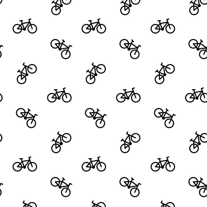 Tapete Fahrrad nahtlose Muster schwarz weiß