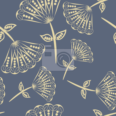 Tapete Fan Blumen auf Blaupause