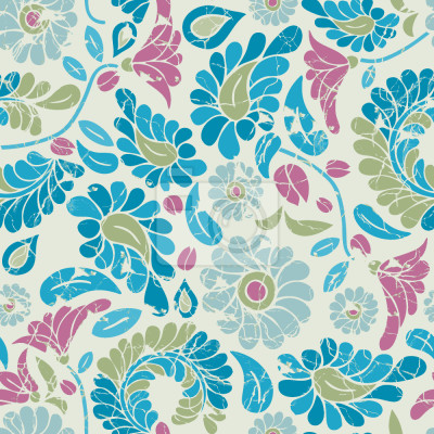 Tapete Fantasie Blumen mit Patina