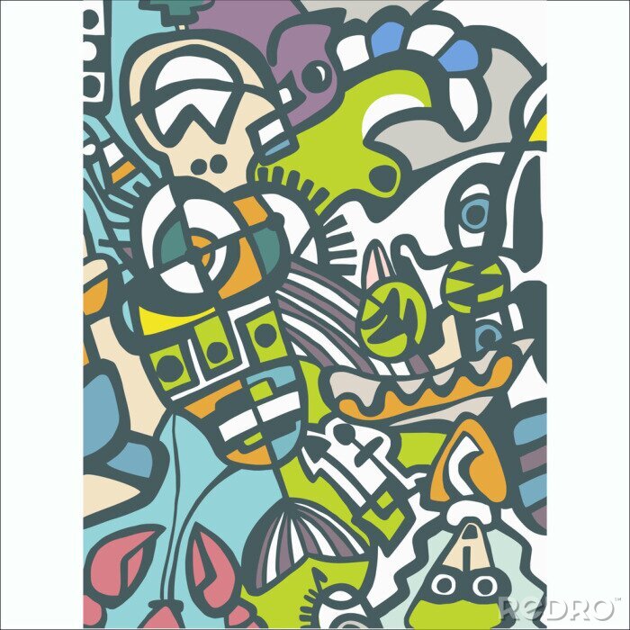 Tapete Farbenfrohe Gestalten Mosaik