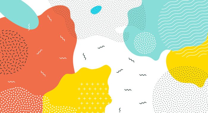 Tapete Farbenfrohes Memphis-Design