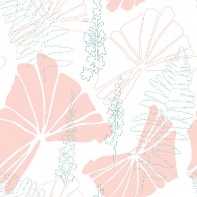 Tapete Farbige Blätter Skizze