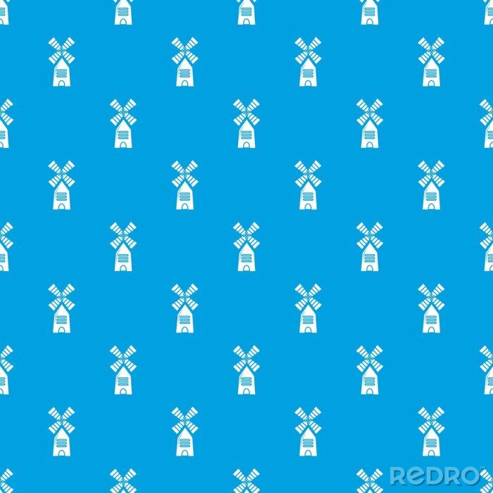Tapete Farm windmill pattern vector seamless blue repeat for any use