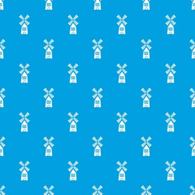 Tapete Farm windmill pattern vector seamless blue repeat for any use