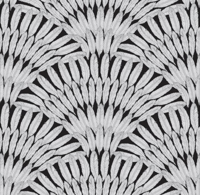 Tapete Federn auf schwarzem Hintergrund