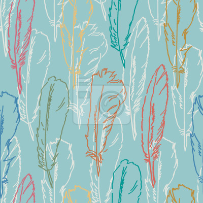 Tapete Federn handgezeichnete Azur