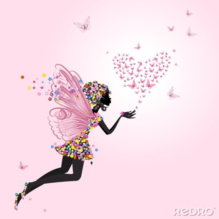 Tapete Fee mit einem Valentine der Schmetterlinge