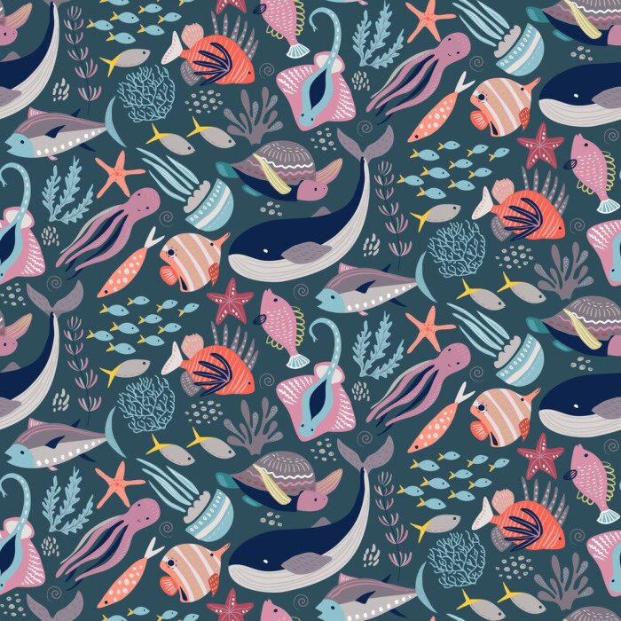Tapete Fische und andere Meerestiere