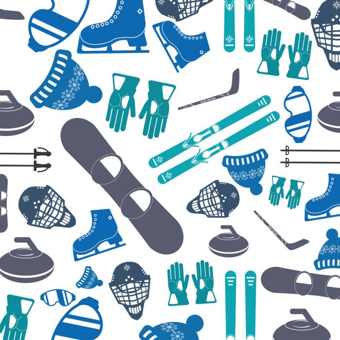 Tapete Flachen Design Wintersport-Muster-Symbol Vektor-Illustration