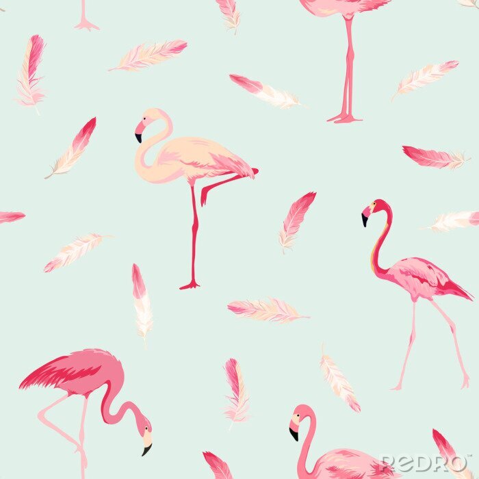 Tapete Flamingo Federn
